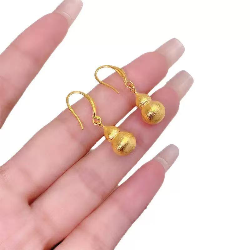 

Матовые серьги-подвески в виде тыквы с золотым покрытием: Легкая роскошь Fu Lu Крючки-подвески, привлекающие богатство