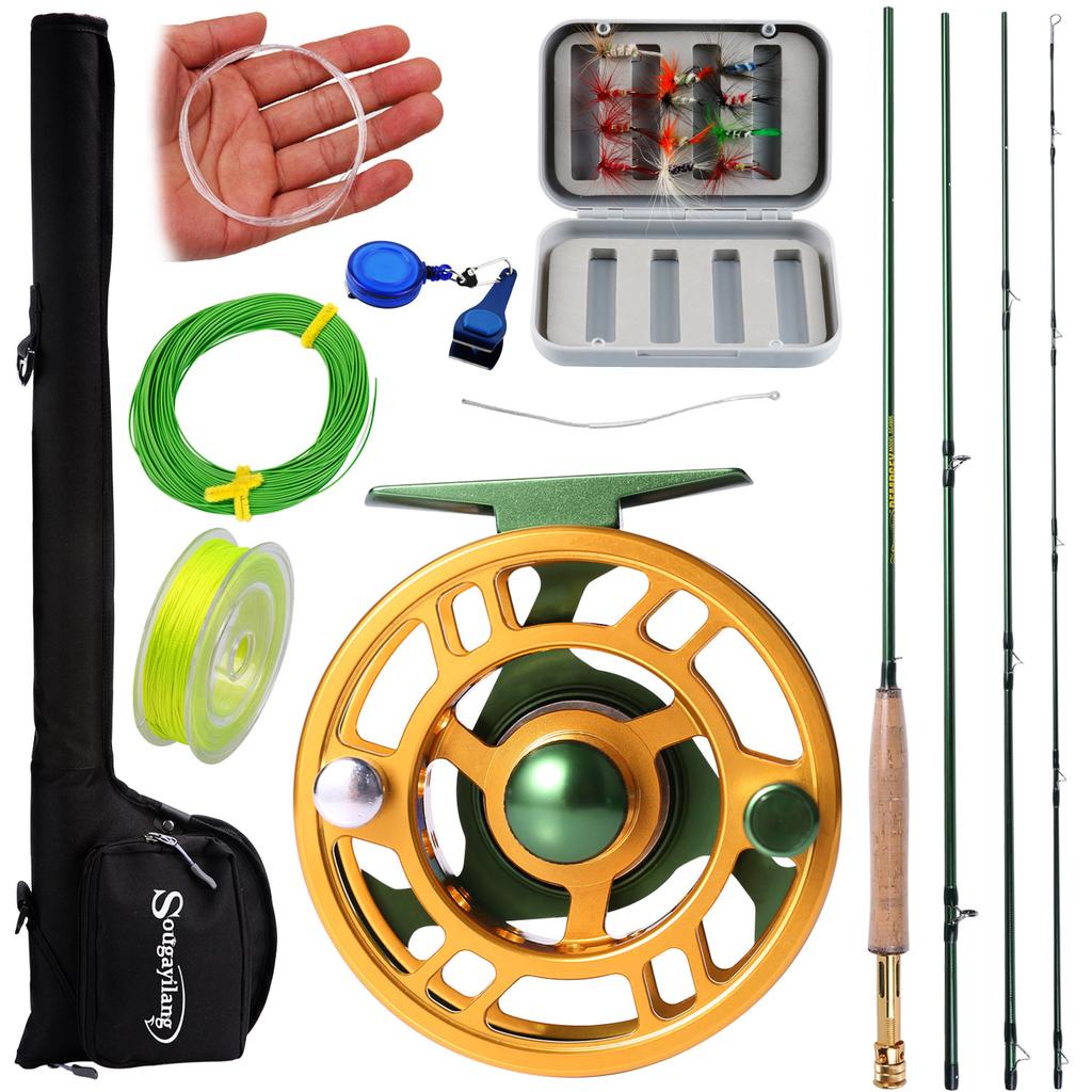 Sougayilang Fly Fishing Rod Set 2.7M Fly Rod and Reel Combo and Tube Bag Lures Set Fishing Tackle