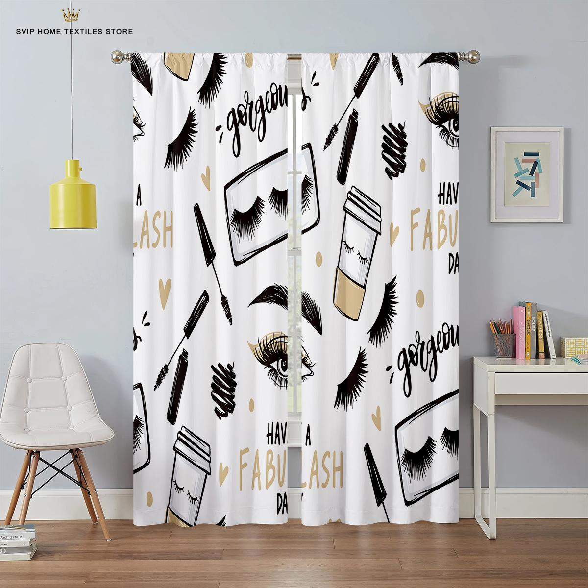 

Thin Eyelash Eyes Shading Curtain For Living Space, Bedroom Space, Children, Windows, Bathroom Decor, Blush Pink, Blue, Yellow, 2Pieces W50X130H(CM)X2PCS&Grommet Top