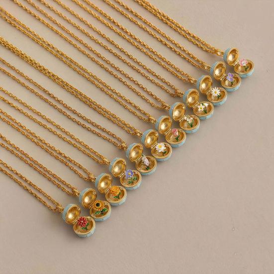 Openable Oval Pendant Necklace Dainty Birth Flower Necklace January To December