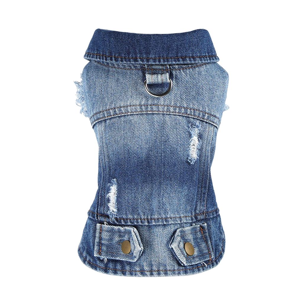 Stylish Denim Shirt with Lapel Neck and Button Down Design for Small Dogs and Cats - Adorable Pet Clothes for Your Pup