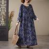 Floral Printing Vintage Maxi Dress for Women Plus Size Spring Summer Long Loose Style Lady Dress