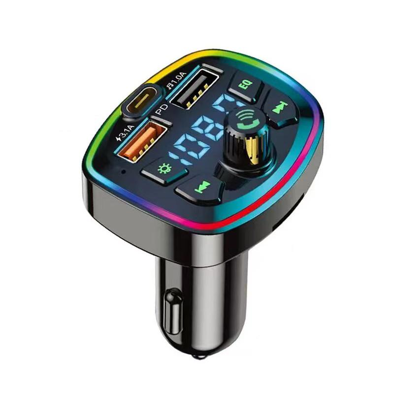 Car Charger FM Transmitter Bluetooth5.0 Hands Free FastCharging True 3.1A Dual USB Port PD MP3 Music TF Card U disk AUX Player