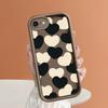 Lovers Black White Love Heart Square Ladder Silicone Phone Case for iPhone Samsung Galaxy Xiaomi Redmi POCO HUAWEI Honor Shockproof Rubber Cover