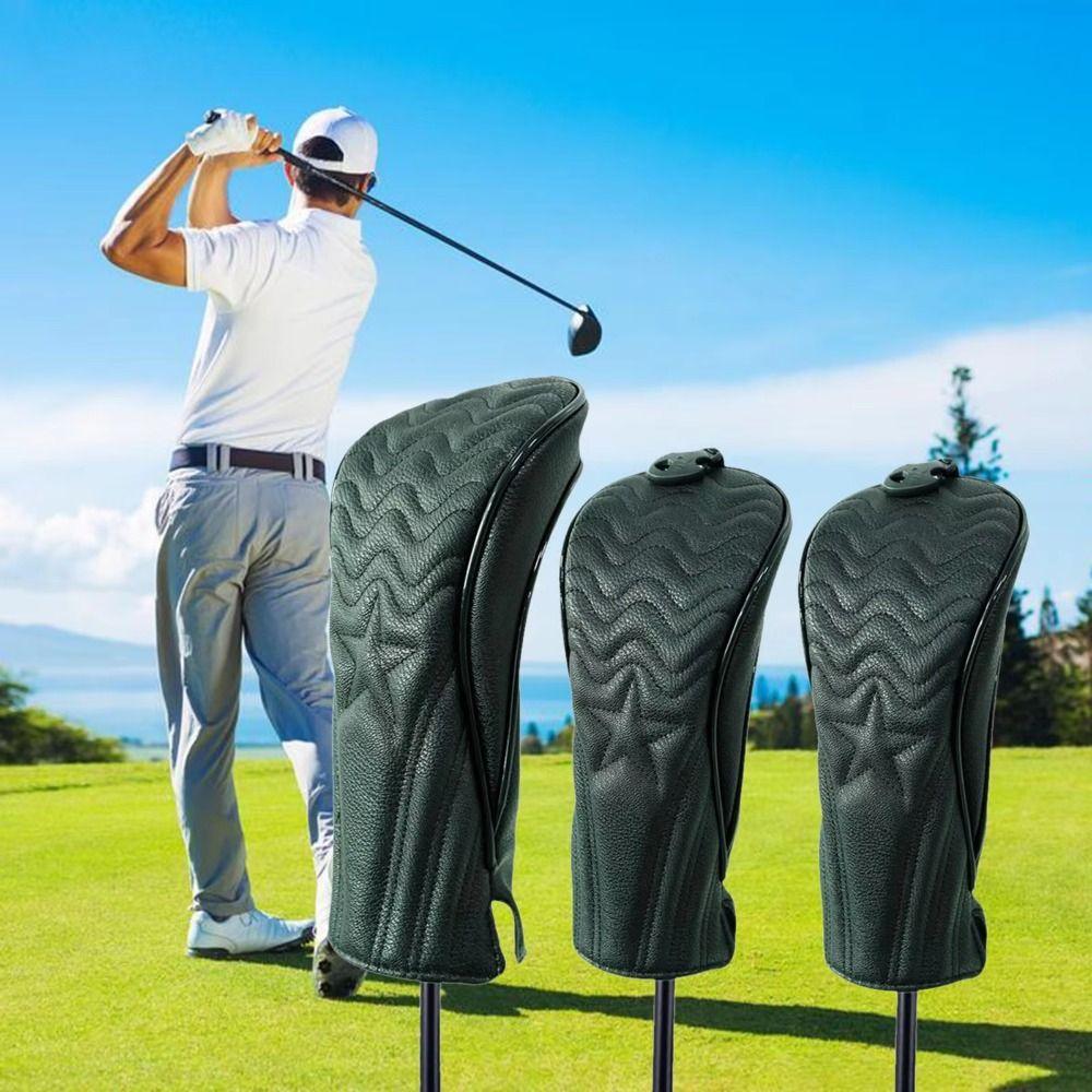 PU Leather Golf Headcover Waterproof Golf Club Protector Golf Wood Cover  Driver Fairway