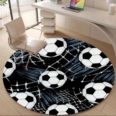 1PC Soccer Goals Office Round Area Rug, Indoor Mat Suitable ForOffice, Under Office Chairs Bedroom Living Room Home Decor, Room Deco, D085