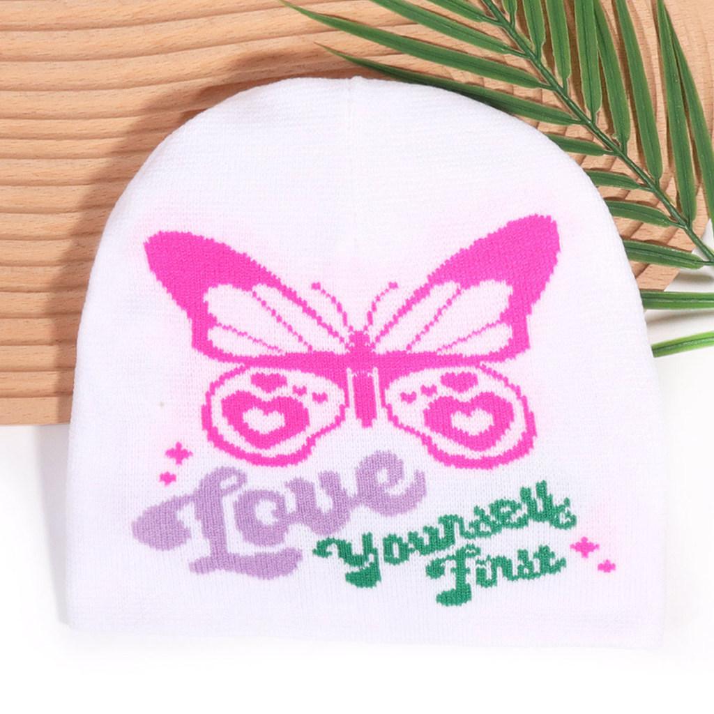 Butterfly Knitted Design Cap Fashionable Cold Weather Hat Gift Accessories