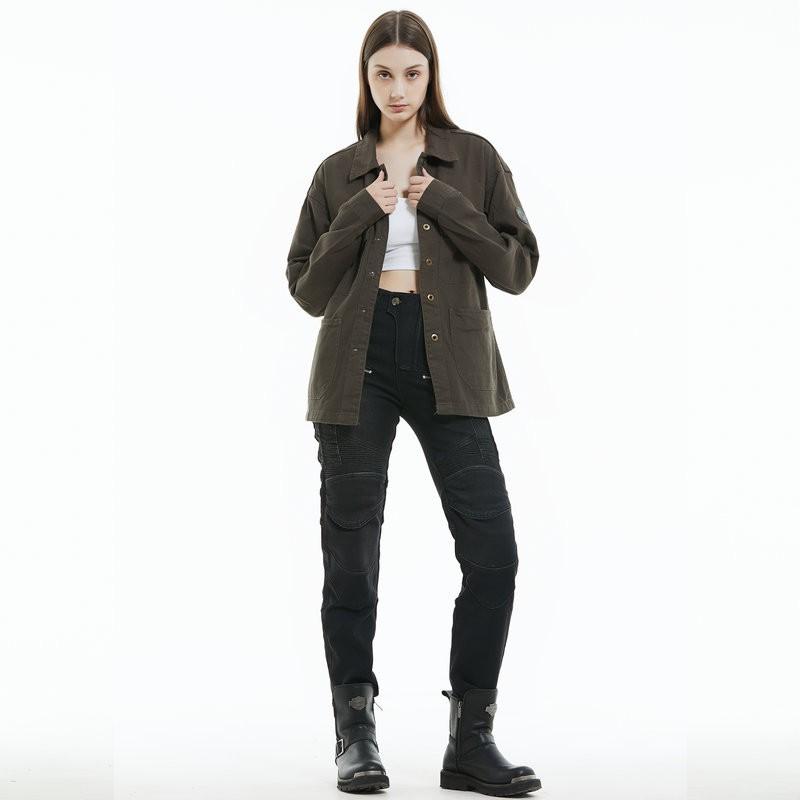 Womens Winter Thermal Motorcycle Riding Pants With Silicone Padding Protective Biker Jeans