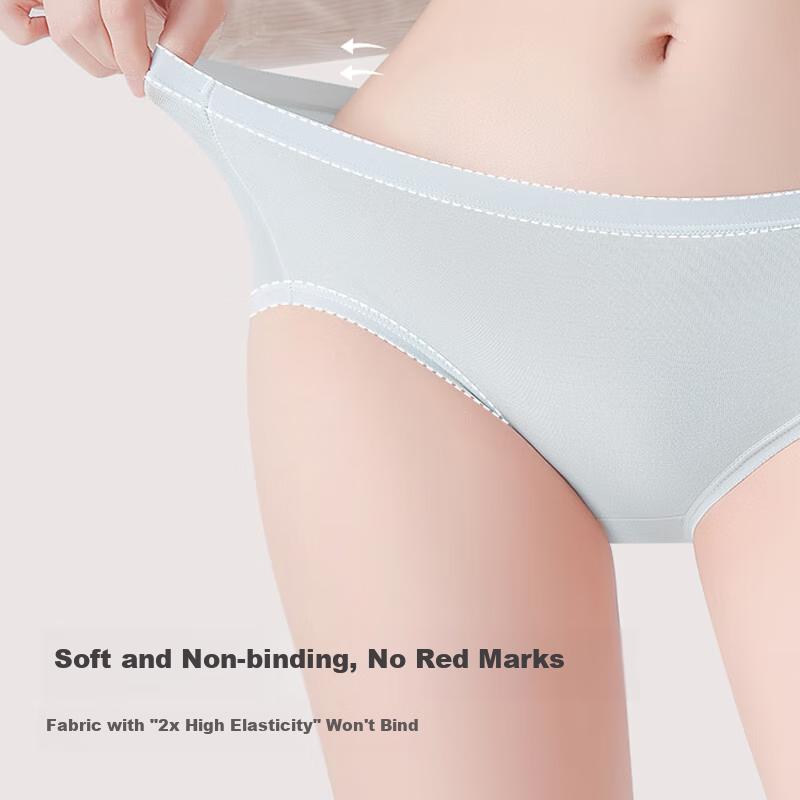 Nanjiren [40 Modal] Women's Underwear, Seamless Antibacterial Triangle Panties, Breathable for Women, Summer Style, 4 Pieces