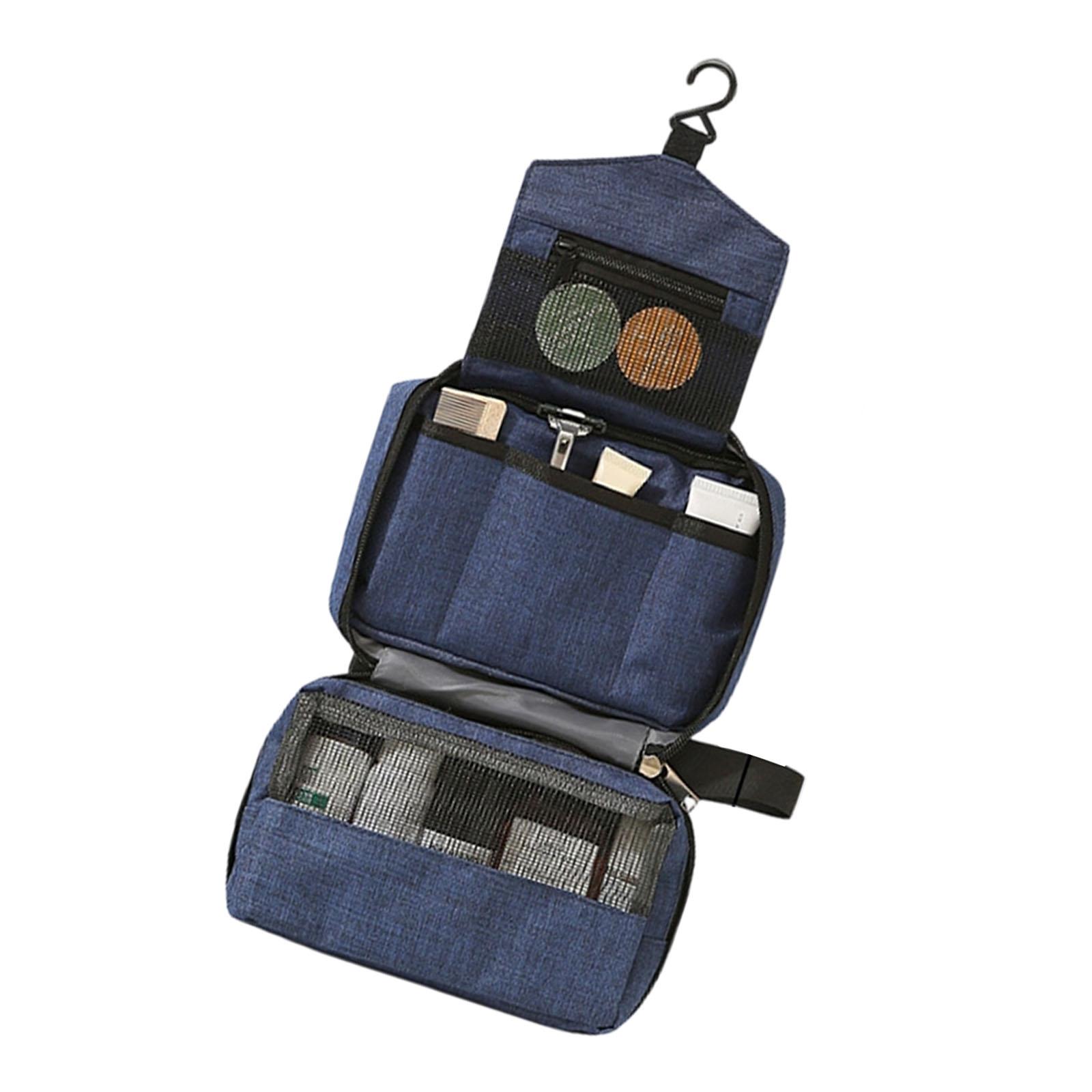 

Water Resistant Toiletry Bag For Separate Dry Wet Sections And Multiple Functional Compartments темно-синього кольору