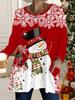 2025 Autumn Winter New Plus Size Women's Tops, Christmas 3D Print Fashion Crew Neck Long Sleeve T-Shirts