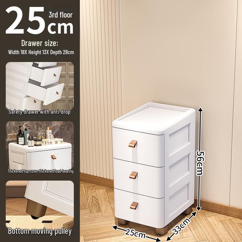 Gap Narrow Edge Multi-Layer Movable Storage Cabinet with Drawer for Kitchen, Available in 18/25/30cm Sizes