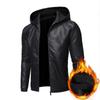 Men's Hooded PU Leather Motorcycle Jacket - Youth Casual Outdoor Faux Leather Jacket