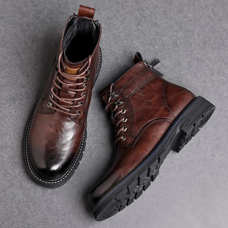 Fashion Italian Ankle Boots Winter Work Boots Men's Business Boots Wear-resistant Soles Men's Casual Boots Cold Resistant Cotton Boots