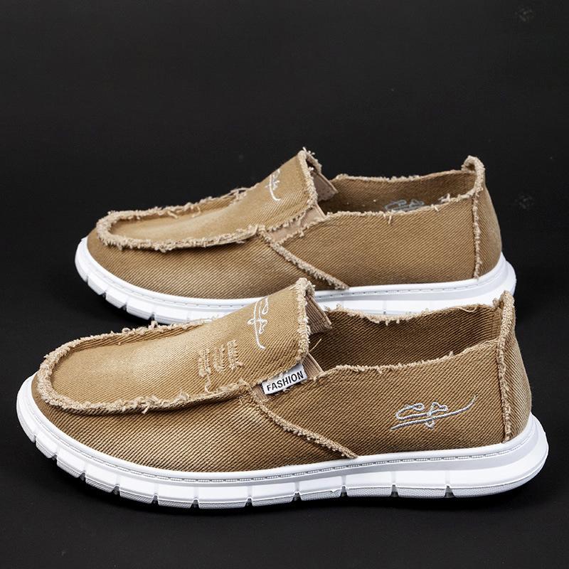 Fashion Men's Washed Fabric Casual Shoes Anti Slip and Wear-resistant Driving Shoes Canvas Shoes
