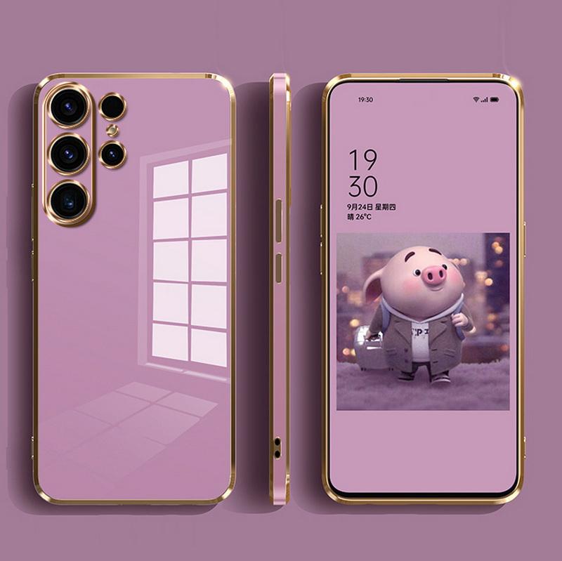 Beschichtung Einfarbige, schlanke, weiche Handyhülle für Samsung Galaxy S25 Ultra S24 FE S23 S22 S21 A16 A56 A36 A55 A26 Linsenschutz Glänzende, stoßfeste Abdeckung