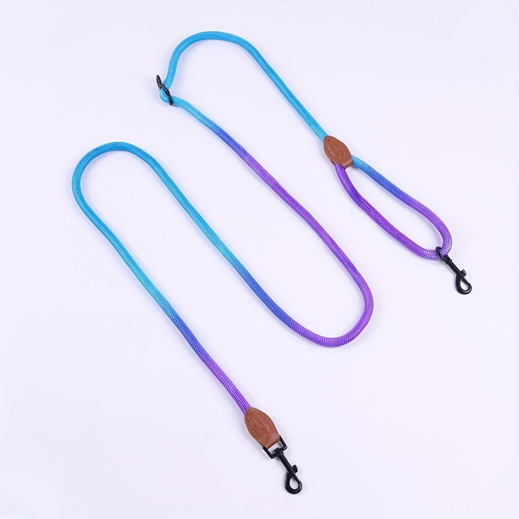 1pc Colorful Gradient Dog Leash, Multifunctional Dog Round Rope Dog Slip Leash Hands-free Crossbody Dog Walking Leash