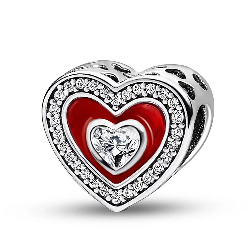 Copper Love Heart Shaped Cute Charms Beads Fit Diy Bracelet Bangle Making Gift Of High Quality Jewelry For Womens