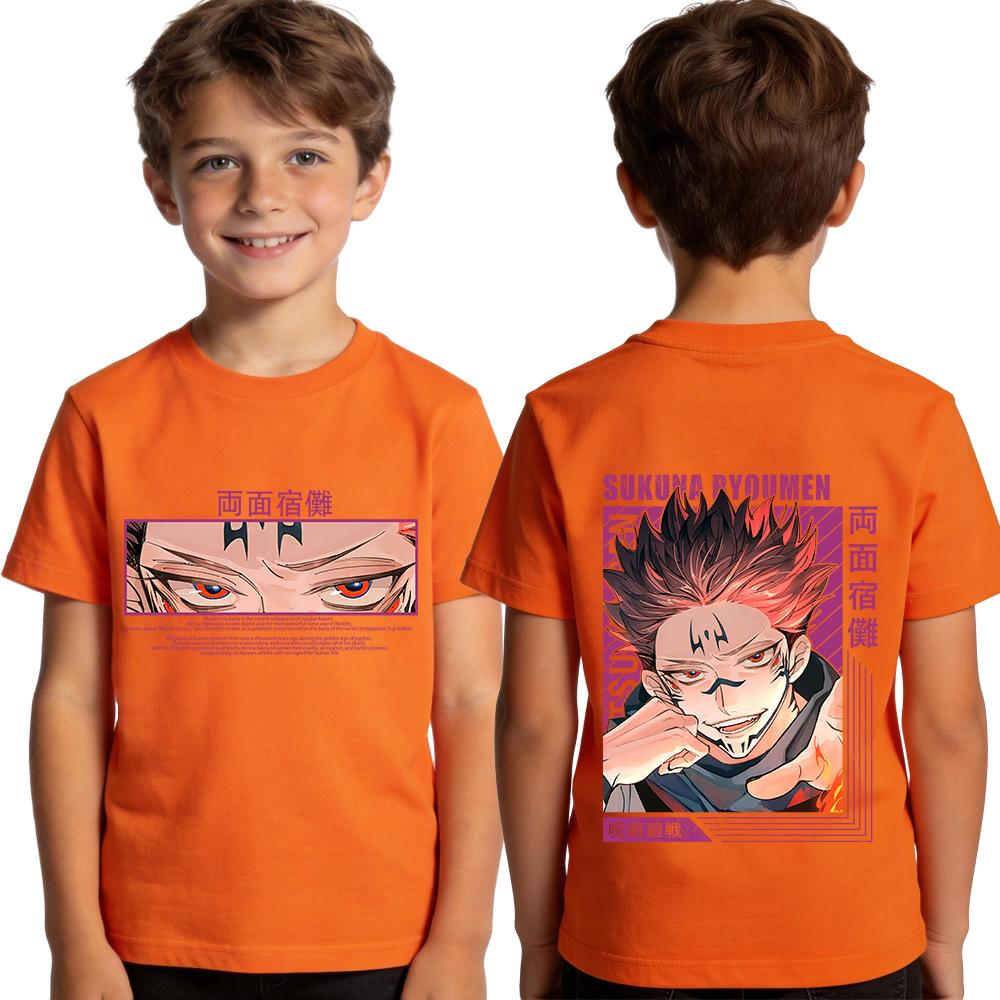 Jujutsu Kaisen Ryomen Sukuna Anime Print Kids T Shirt Casual Cotton Boy Top Tee Clothes