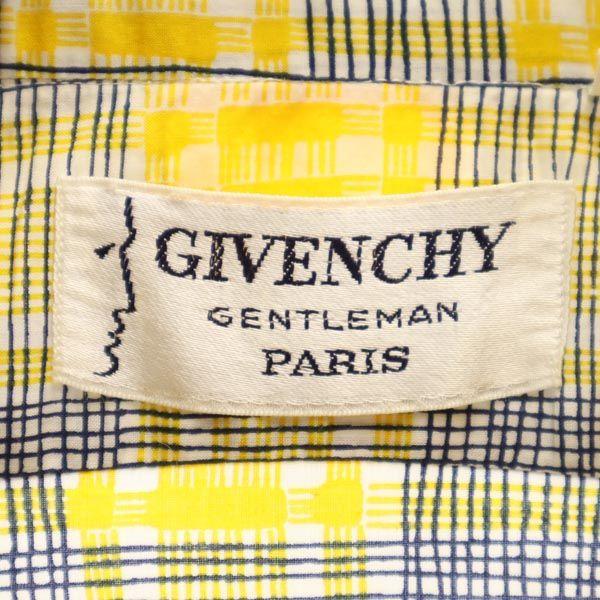Givenchy 80s Vintage Check Pattern Long Sleeve Shirt 37 Yellow Men's Used