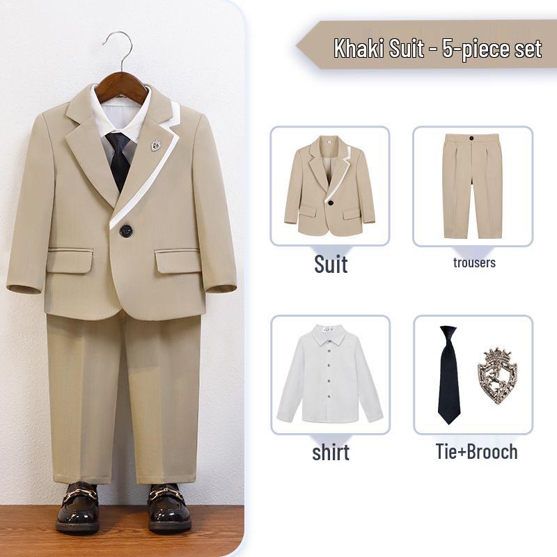 Boys' British Gentleman Suit Set - Formal Wear for Piano, Host Speech, or First Birthday