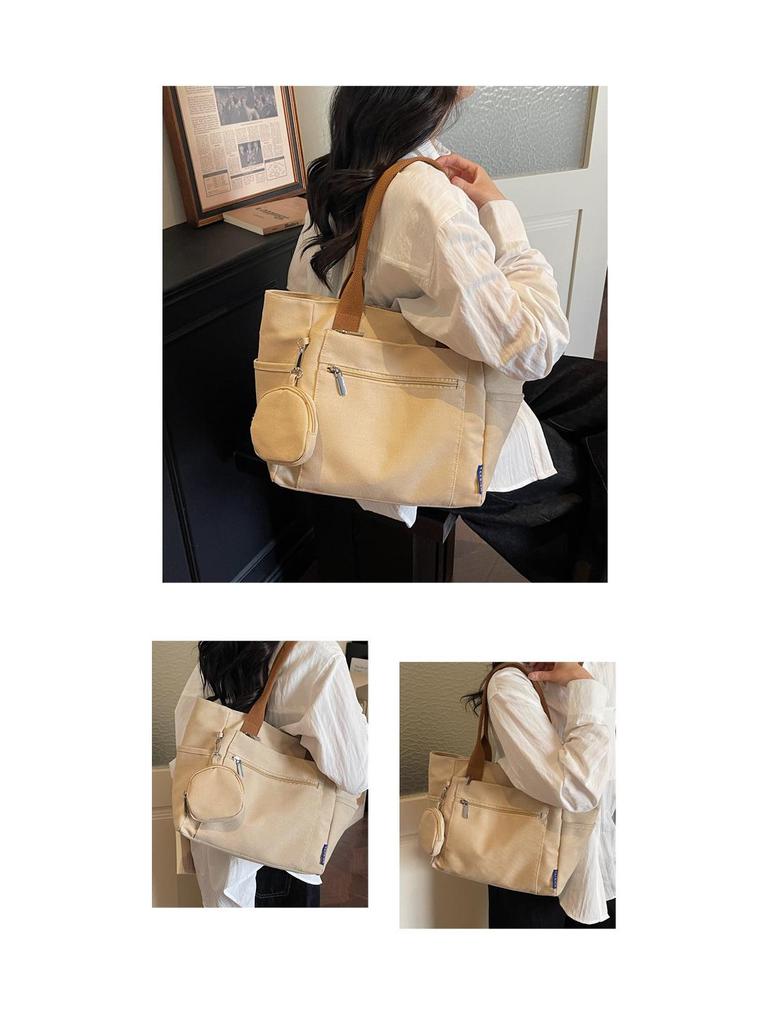 Versatile Women's Large Canvas Tote - Fashionable Mother-Child Casual Shoulder Bag for School & Commute