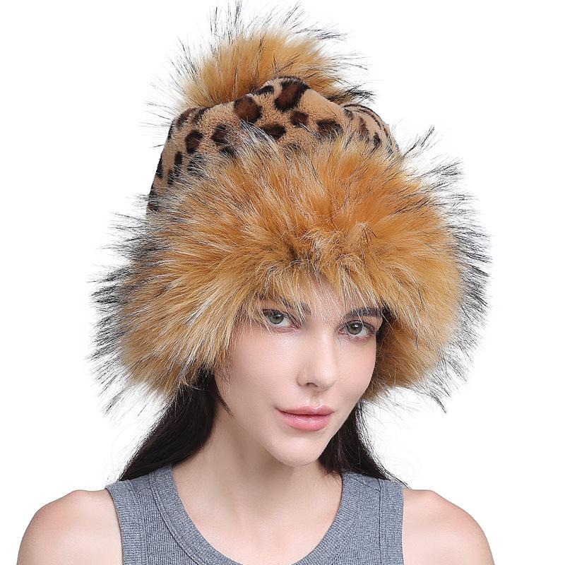 Women's Fashion Fox Fur Ball Hat Autumn and Winter Warm Fur Straw Hat