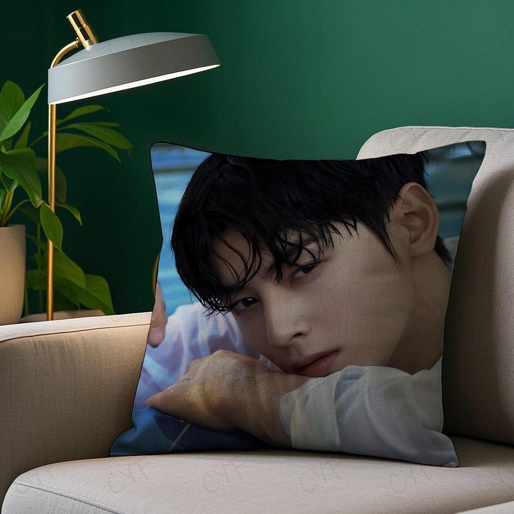 Kpop Styl Zpěvák Cha E-Eun W-Woo Povlak na polštář Povlak na polštář proti roztočům Neviditelný zip Hedvábný krátký plyš Potah na polštář na pohovku