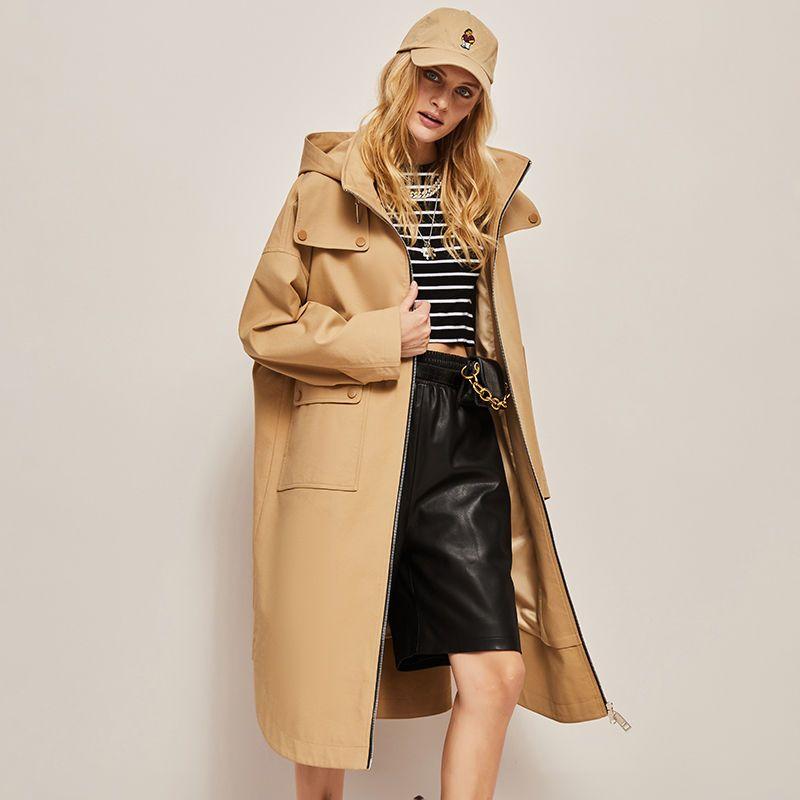 

Ветрозащитная куртка женская с длинным абзацем, свободная повседневная ветровка