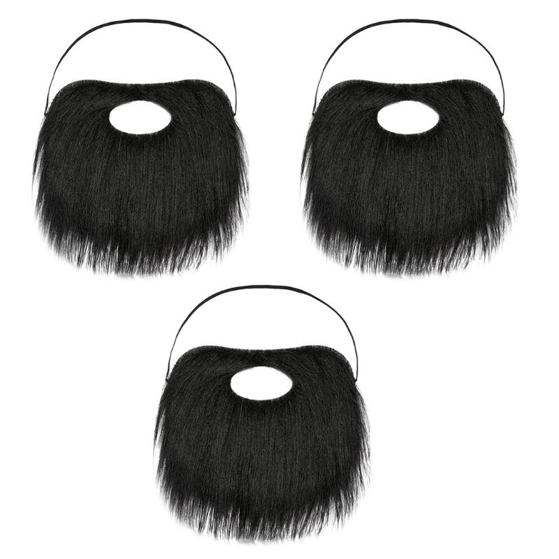 3Pcs Natural Looking Plush Mustache Fashion Costume Accessory For Cosplay Halloween Event Soft Adjustable Face Props