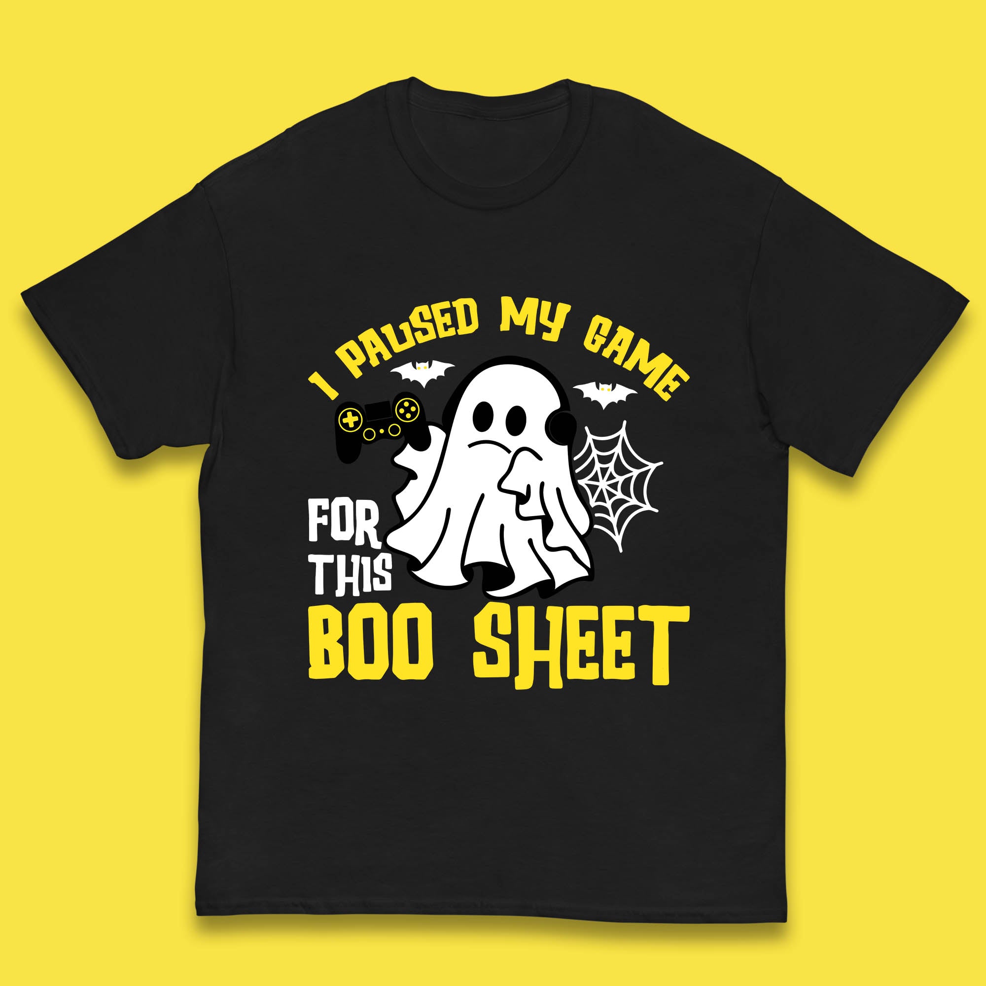 

I Paused My Game For This Boo Sheet Ghost With Controller Halloween Gamer Kids T Shirt 130