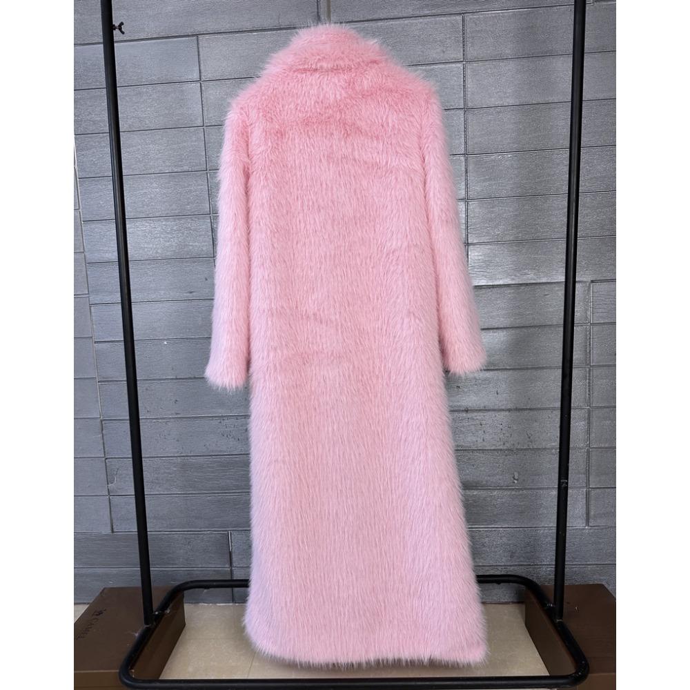 Cappotto in Pelliccia Sintetica da Donna, Pelliccia Sintetica, Modello Lungo, con Collo Imbottito, Cappotto Invernale da Donna Extra Lungo