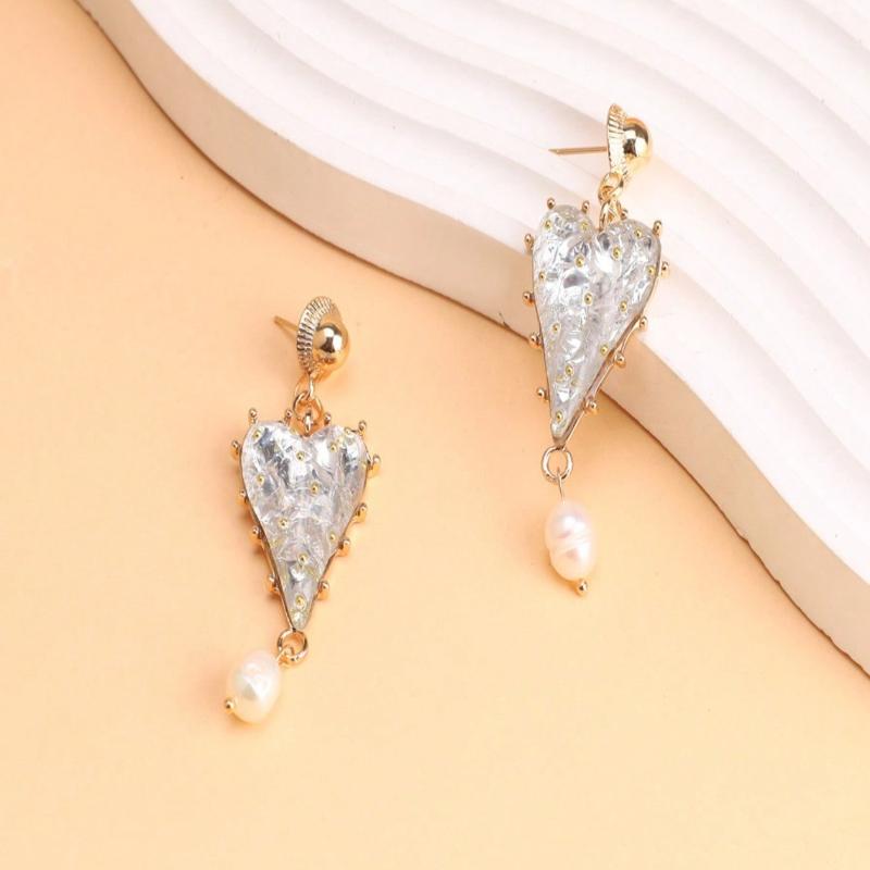 1 Pair Vintage Elegant Heart-Shaped Pearl Earrings, Luxury Gift for Valentine's Day, Christmas, Suitable for Women's Daily Wear and Gatherings