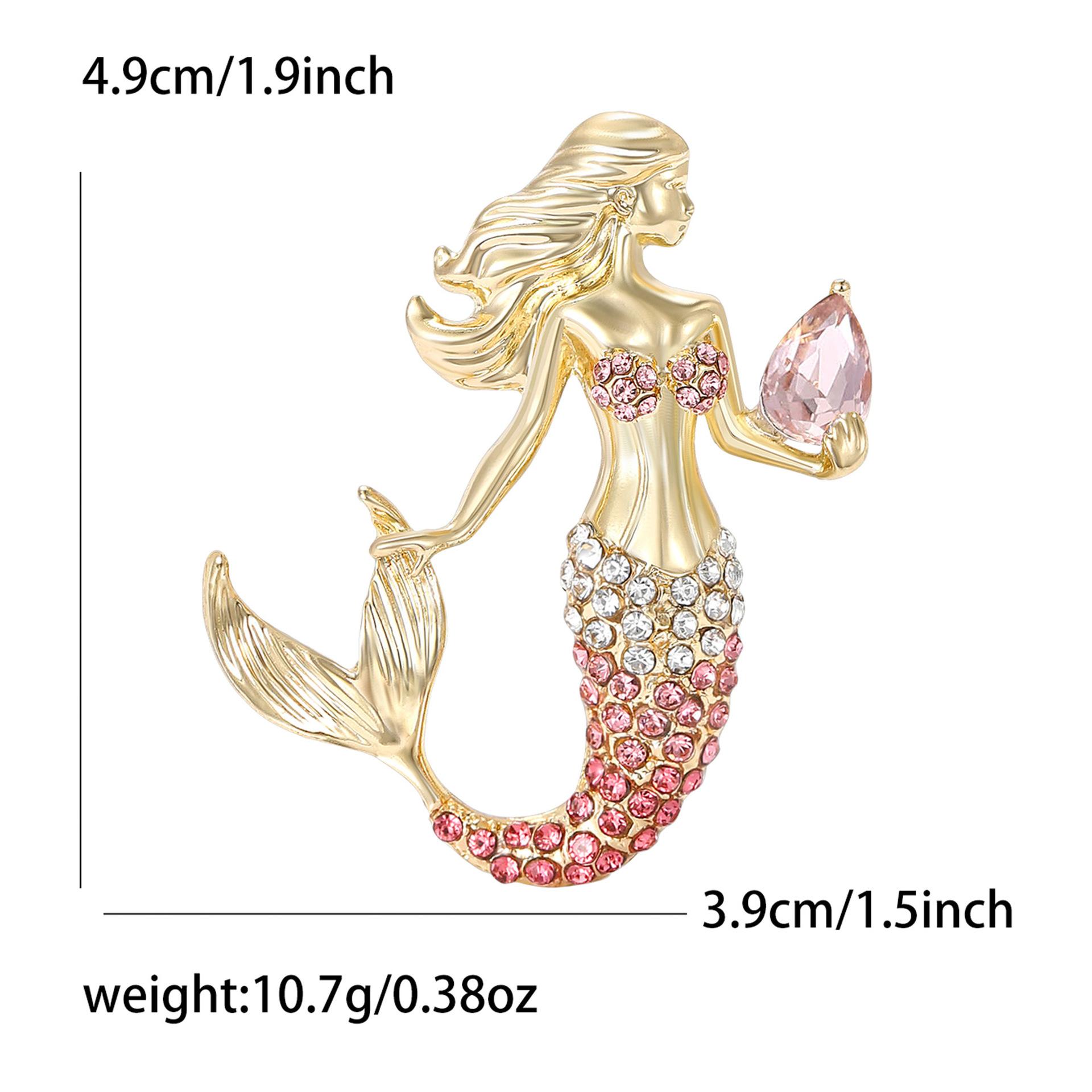 

Брошь Морская Девушка Стразы Ракушка Кристалл Хвост Булавки Ювелирный Аксессуар Подарок