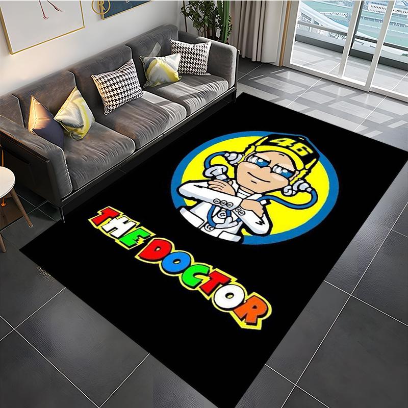 The Doctor Cartoon Head Yellow Carpet Mat Racing Theme Living Room Rug with Number 46 Signature Home Decoration Rugs for Bedroom