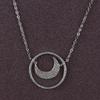 Trendy Retro Geometric Moon Necklace for Women: Stylish Round Ring Clavicle Chain, Korean Student Fashion Pendant