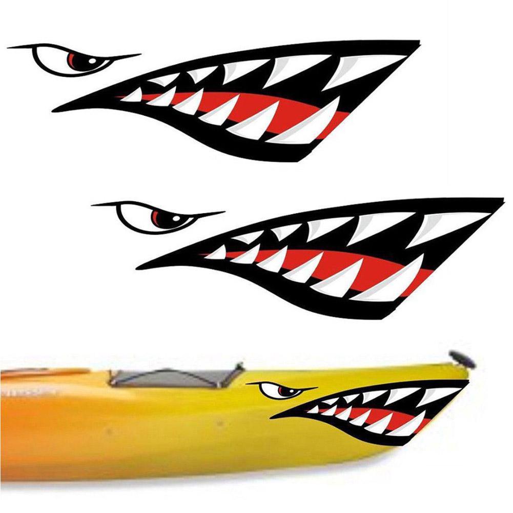 1 Pair Shark Teeth Mouth Vinyl Decal Stickers for Kayak Canoe Dinghy Boat