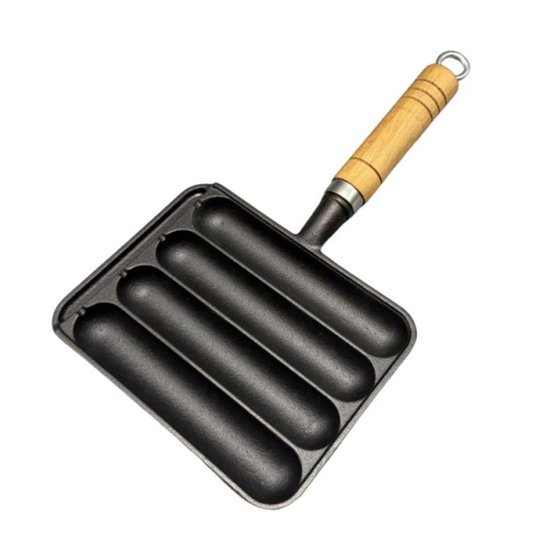 Cast Iron Sausage Grill Pan - Non-Coated, Ideal for Home or Outdoor Use