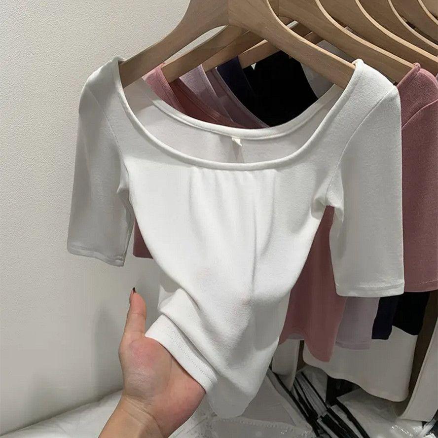 Women's Slim Fit U-Neck Five-Sleeve Summer Top