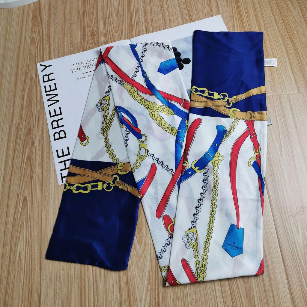 Long small silk scarf women's fashion versatile decorative streamer Korean version thin scarf thin and narrow long custom silk scarf scarf scarf