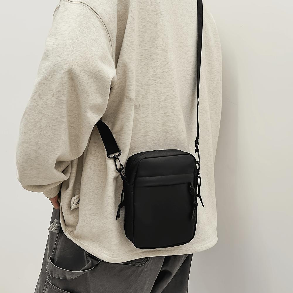 Men's Mini Crossbody Bag with Detachable Strap - Zipper Closure Phone Wallet for Everyday Essentials, Khaki/White/Black