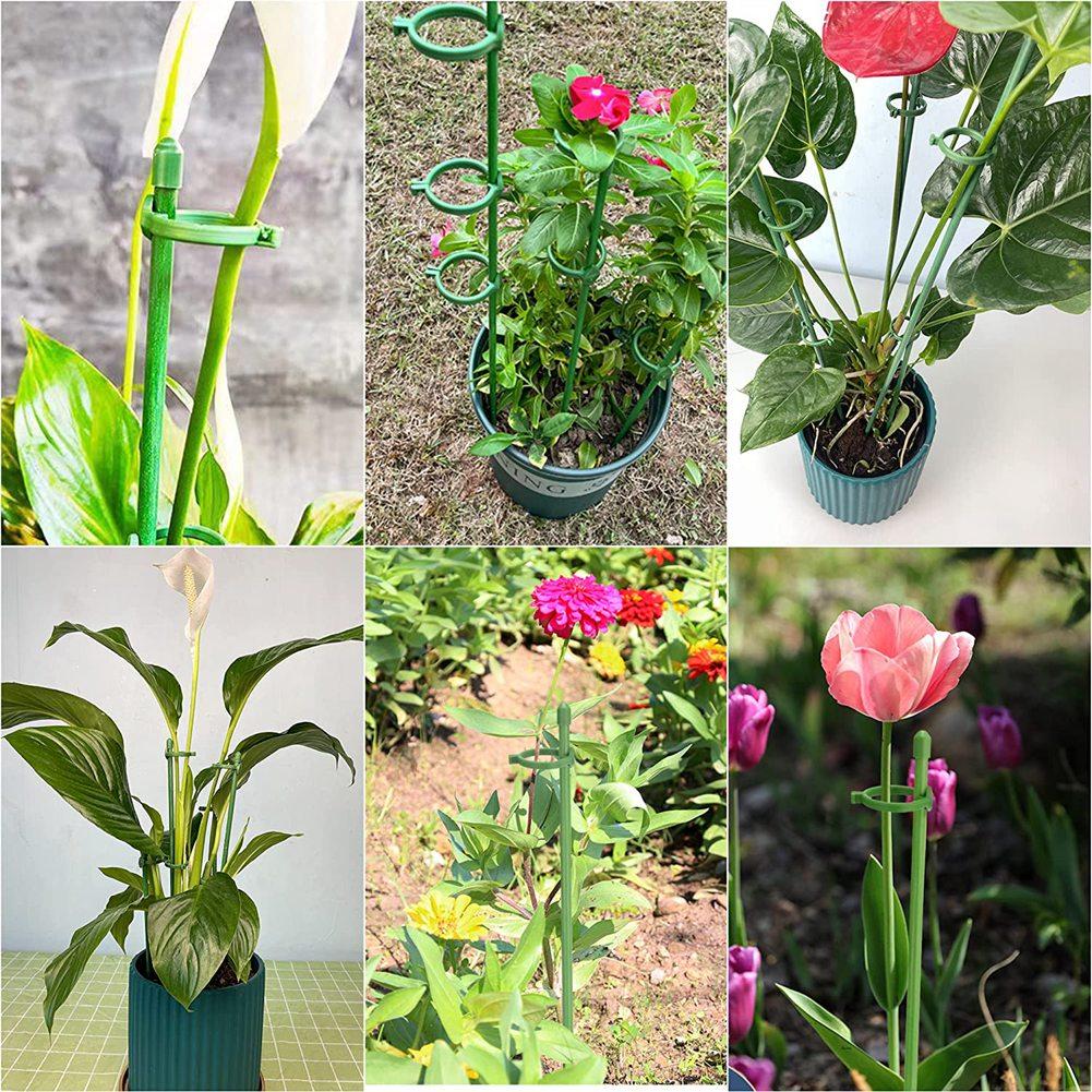 

Good-20 Pack Flower Support Stake Plant Cage Support Rings Adjustable Garden Single Stem Floral зелёный