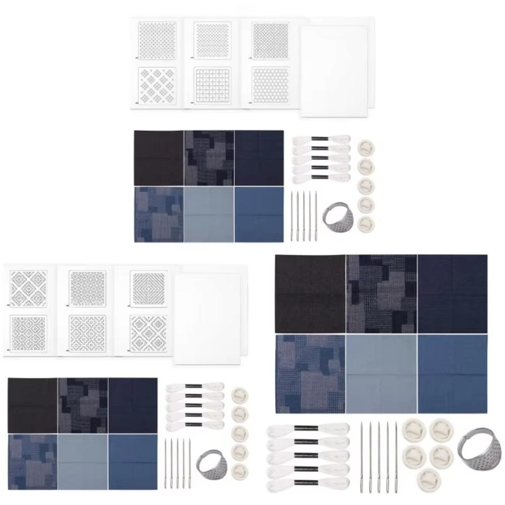 Denim Fabric Hand Embroidery Sashiko Kit Water Soluble Hand Quilting Sewing Supplies  for Beginners