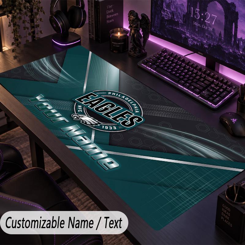 Large Mouse PadPhiladelphia Eagles Custom Name Text Personalized Desk Mat Non Slip Gaming Pad