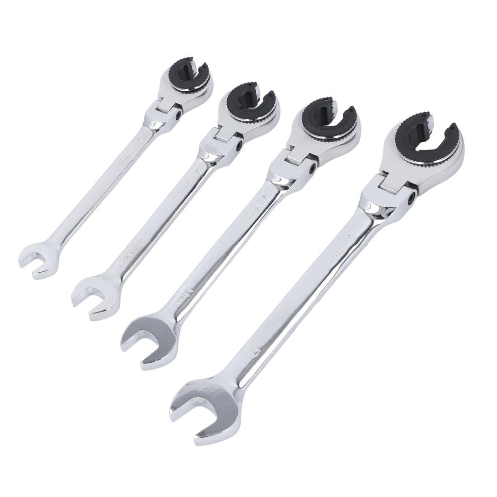 6Pcs Ratcheting Wrench Set 10 17mm Metric Open Flex Head 72 Teeth Gear Open End Adjustable for Air Conditioning Tubing