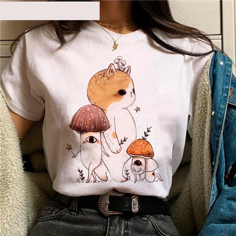 

Каваи Одежда с Грибами Женская Каваи Харадзюку Винтажная Футболка Графические Футболки Женская Уличная Одежда M