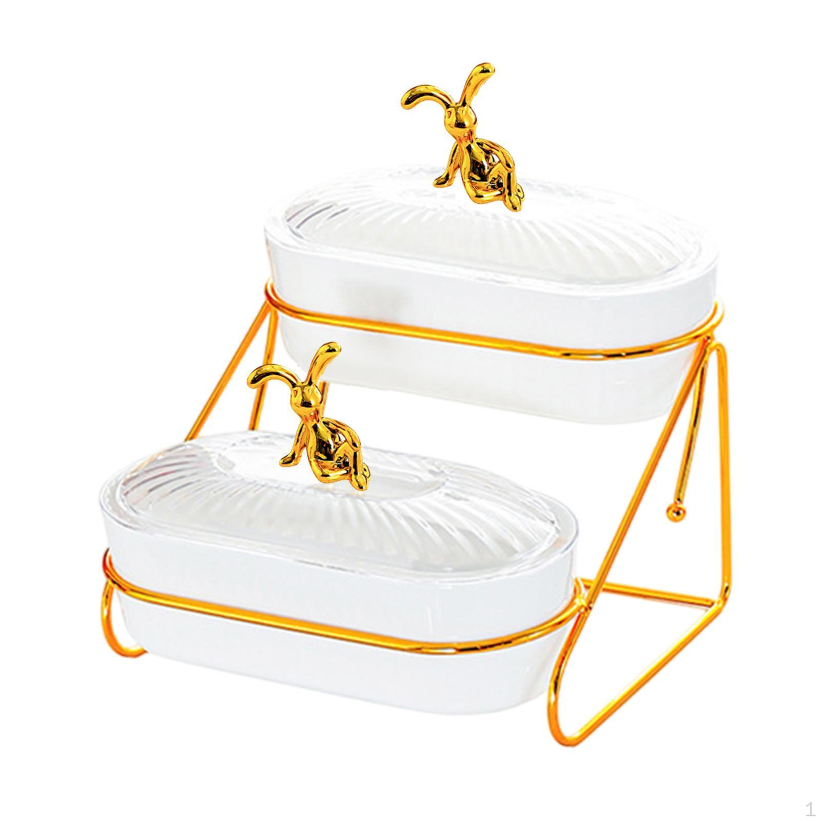 

Сухофрукты Чаша Закуски Блюда с Крышкой Пищевой Стол Стартовый Планшет для White 2 Tiers