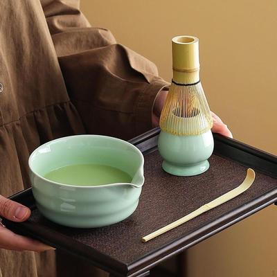 4 Items Matcha Bowl And Whisk Set for Traditional Tea Ceremony, Includes Stand
