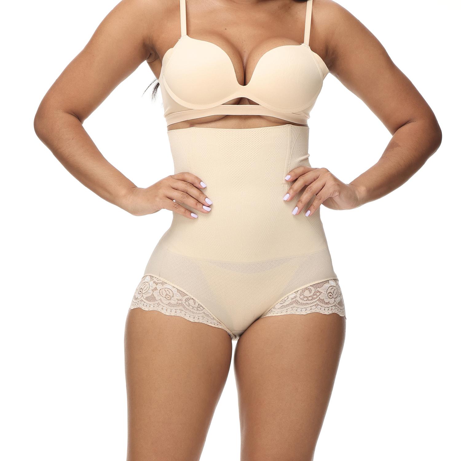 

Корректирующее белье для женщин с высокой талией, утягивающее нижнее белье, кружевные утягивающие трусы-корсеты XXXL бежевый