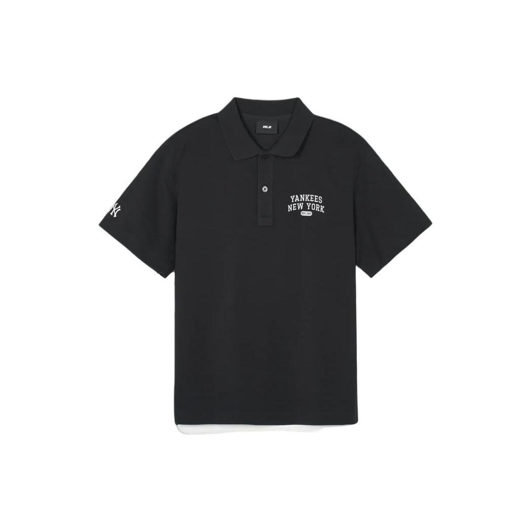 MLB New York Yankees Polo Shirts Men s Black Polo Collar Moderate Straight Fit 3APQV0243-50BKS XS